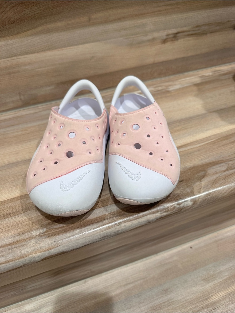 Nike Kids Light Pink and White Slip-On Water Clogs